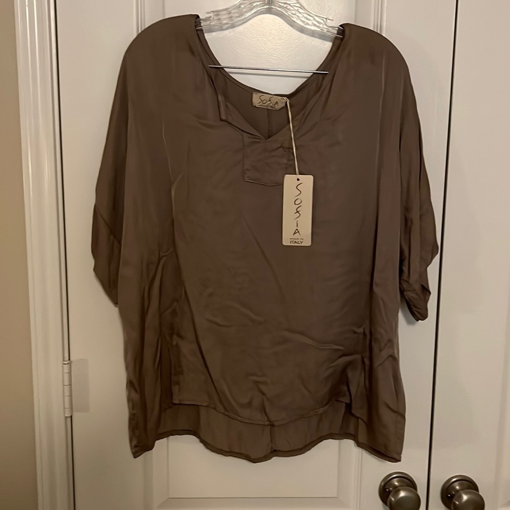 NWT Sofia Silky Olive Top